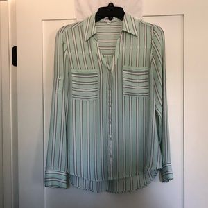 Mint, black and white striped portofino shirt!